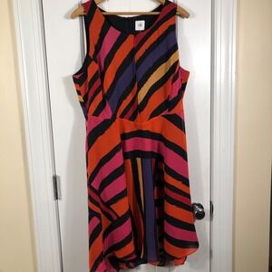 Cabi Womens Fete‎ Sleeveless Dress Large Multi-Color Fun Whimsical Colorful Bold